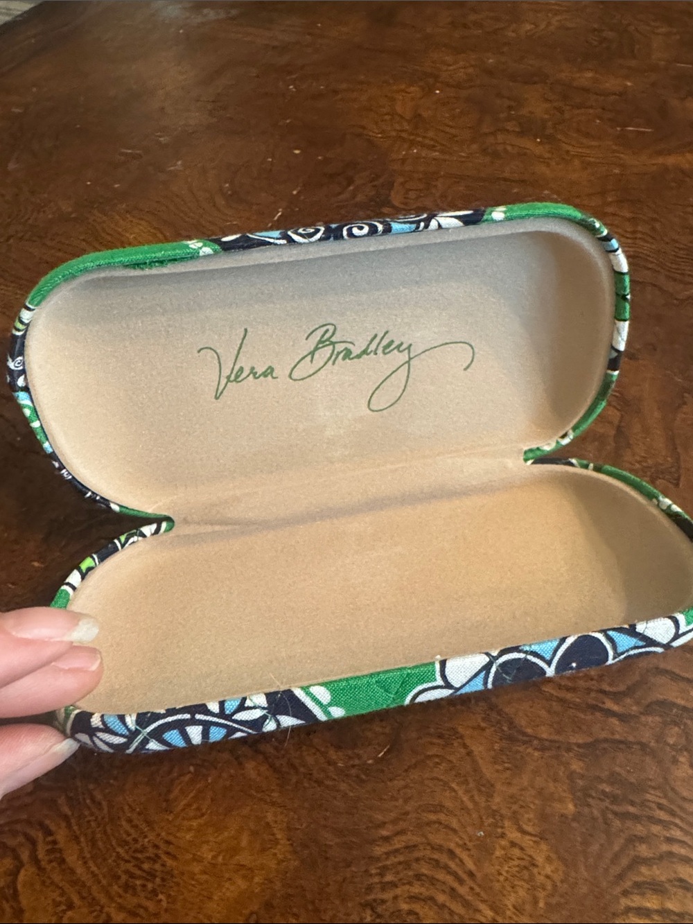 Vera Bradley Green & Navy Floral Hard Eyeglass Case